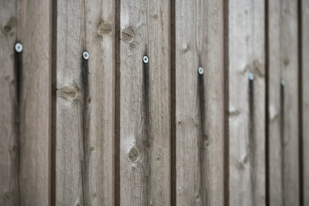 Coulures noires sous les fixations d'un bardage bois vertical