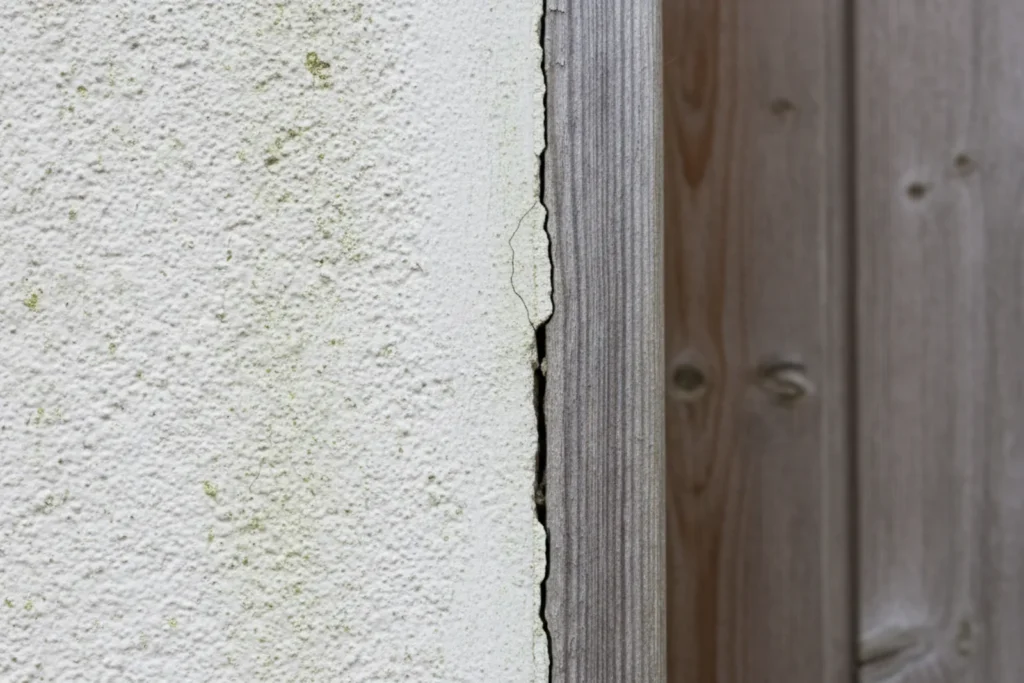 Fissure verticale à la jonction entre une maison et son extension